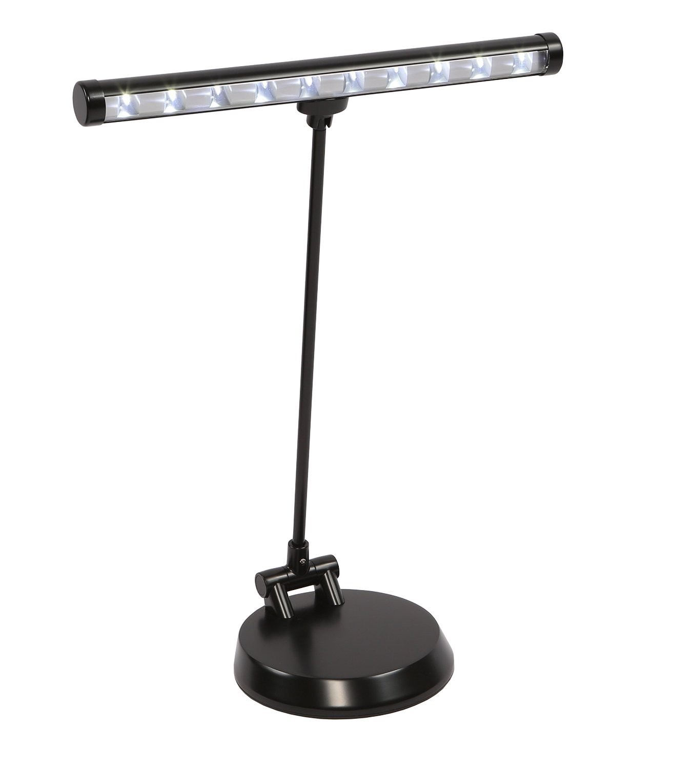 Alneo Light Sunlight Klavierlampe / Schreibtischlampe LED Piano Light mit 10 Power-LEDs - Batterie, USB oder Netzbetrieb - modifizierte robuste Bodenplatte - komplett nach vorne schwenkbar (Farbe Schwarz Matt) 