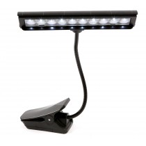 Alneo Light Flashy Mehrzweck-Orchester-Lampe Clip Pultleuchte LED Light mit 10 LEDs Schwarz - 2-stufige Helligkeitseinstellung - breite Krokodil-Klemmvorrichtung - inkl. Batterien, Netzteil und DC-USB-Kabel 