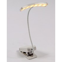 Alneo Light SHINY Touch Switch Clip-Lampe Notenpultleuchte mit 6 LEDs - Touch Schalter - 2-stufige Helligkeitseinstellung - flexibler Schwanenhals - inkl. Batterien und USB-Kabel (Weiß) 
