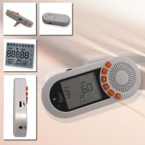 CollectorGuitar MetroBeat - Multi-funktionales Metronom mit verschiedenen Sounds, mit integrierter Uhr und Weck-Funktion und Temperatur- und Luftfeuchtigkeitsanzeige / Hygrometer (Weiß) 